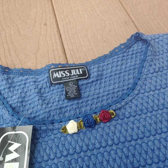 New Miss Juli New York Blue Floral Bodysuit - Picture 4 of 6